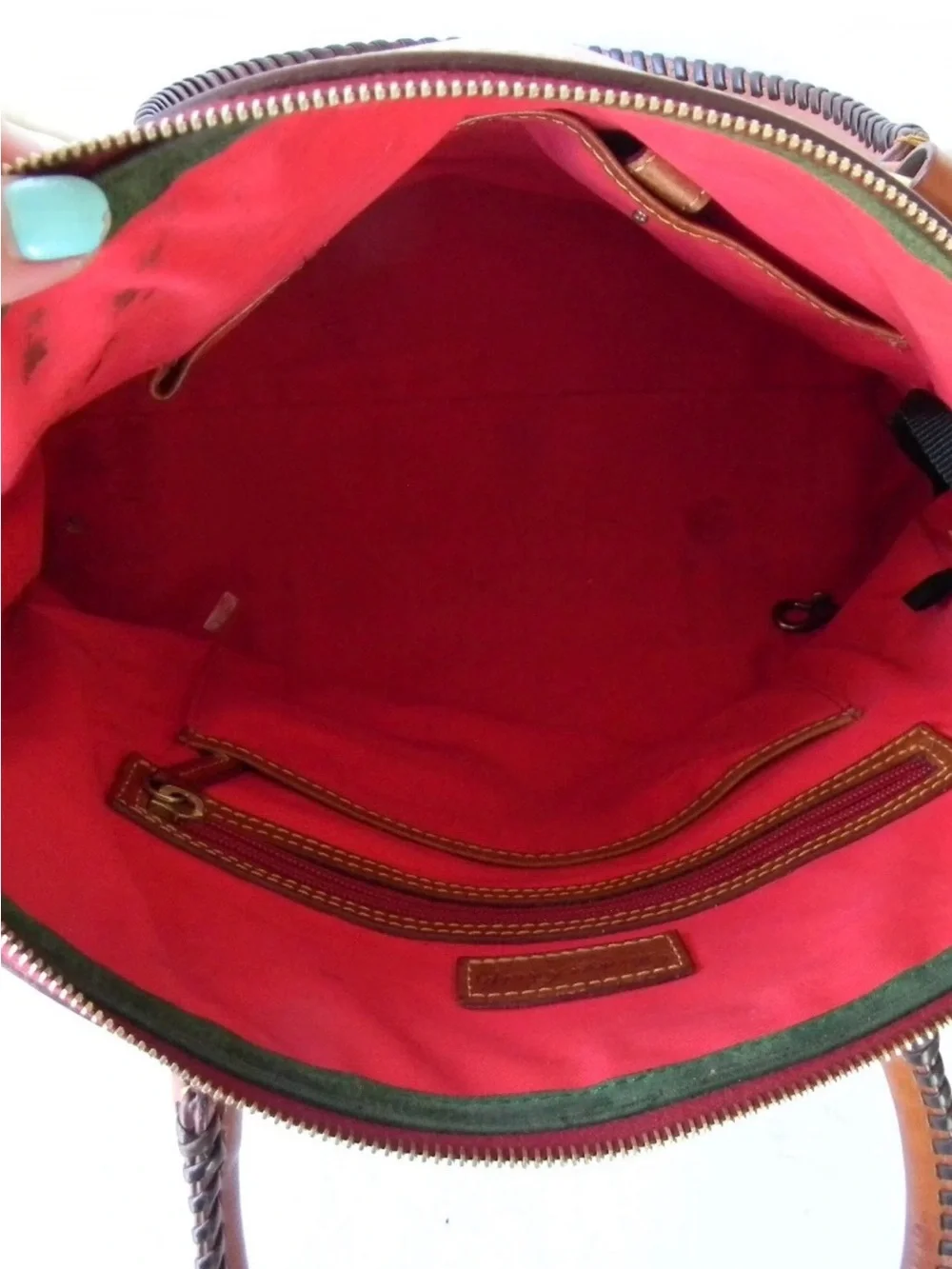 Dooney & Bourke Florentine NATURAL Leather Domed Buckle Satchel Tassels SHOULDER